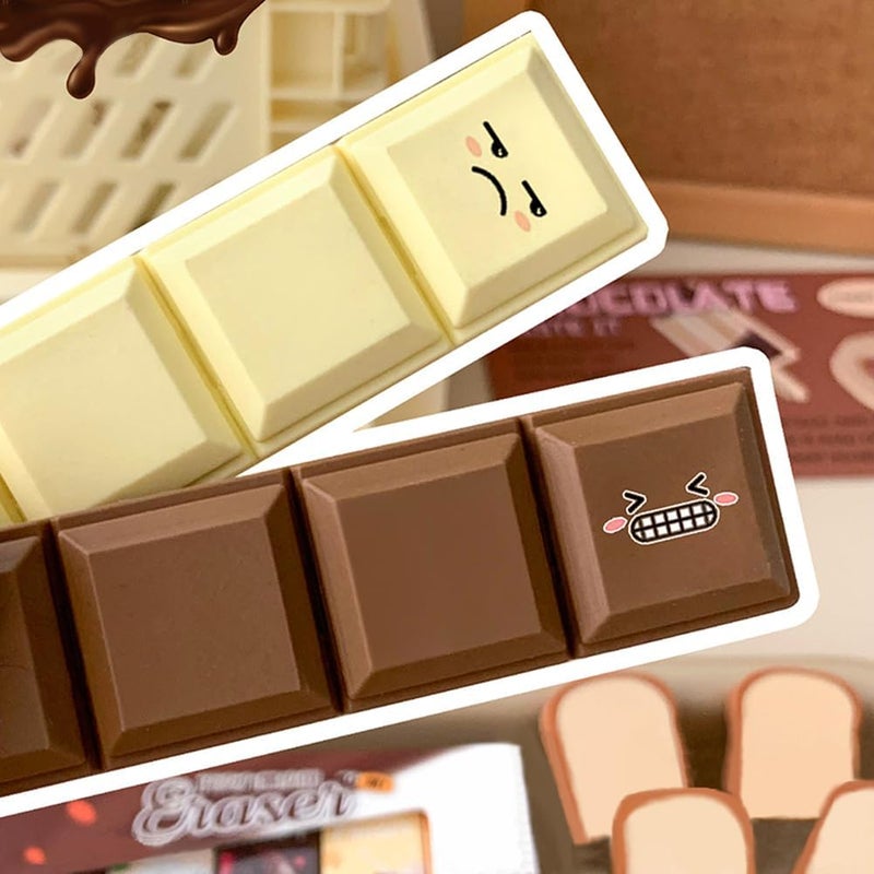 QFSH Chocolate Shaped Pencil Top Erasers Cute Fun Novelty Food Eraser for Student School Supplies 2Box - Image 3
